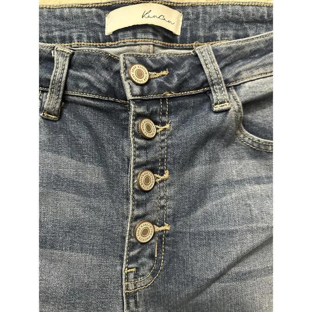KanCan medium wash high-rise button fly cropped jeans Size 31